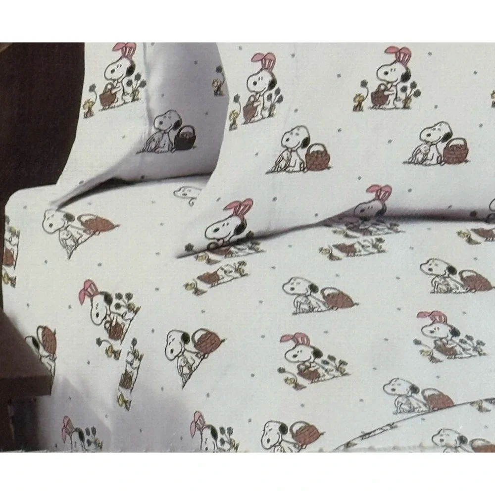 Peanuts Snoopy Easter Print Queen Sheet Set 4 Pc 100%‎ Polyester By Berkshire